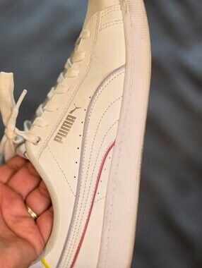 Puma White Leather Sneakers with Subtle Color Accents